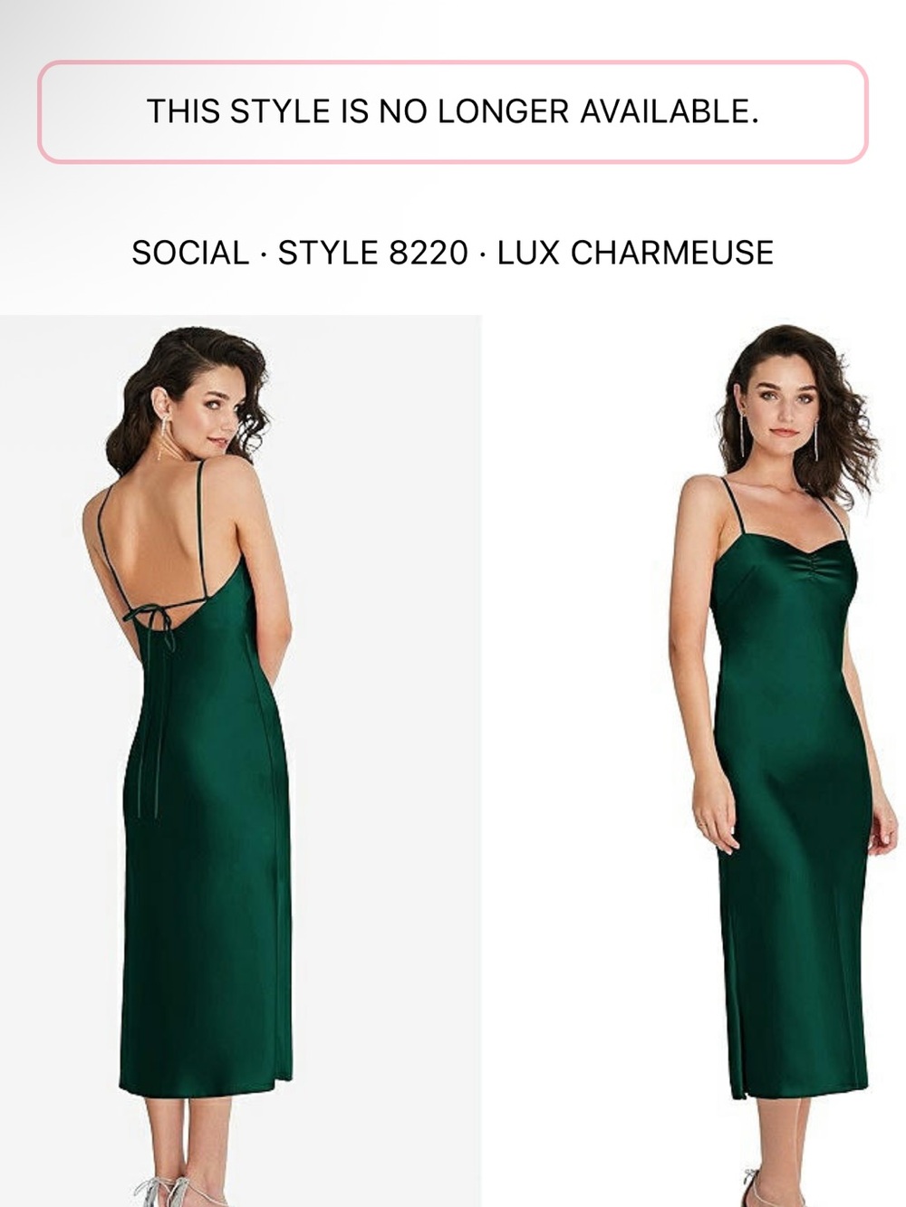 Lux Charmeuse Emerald Slip Dress - Social Style 8220